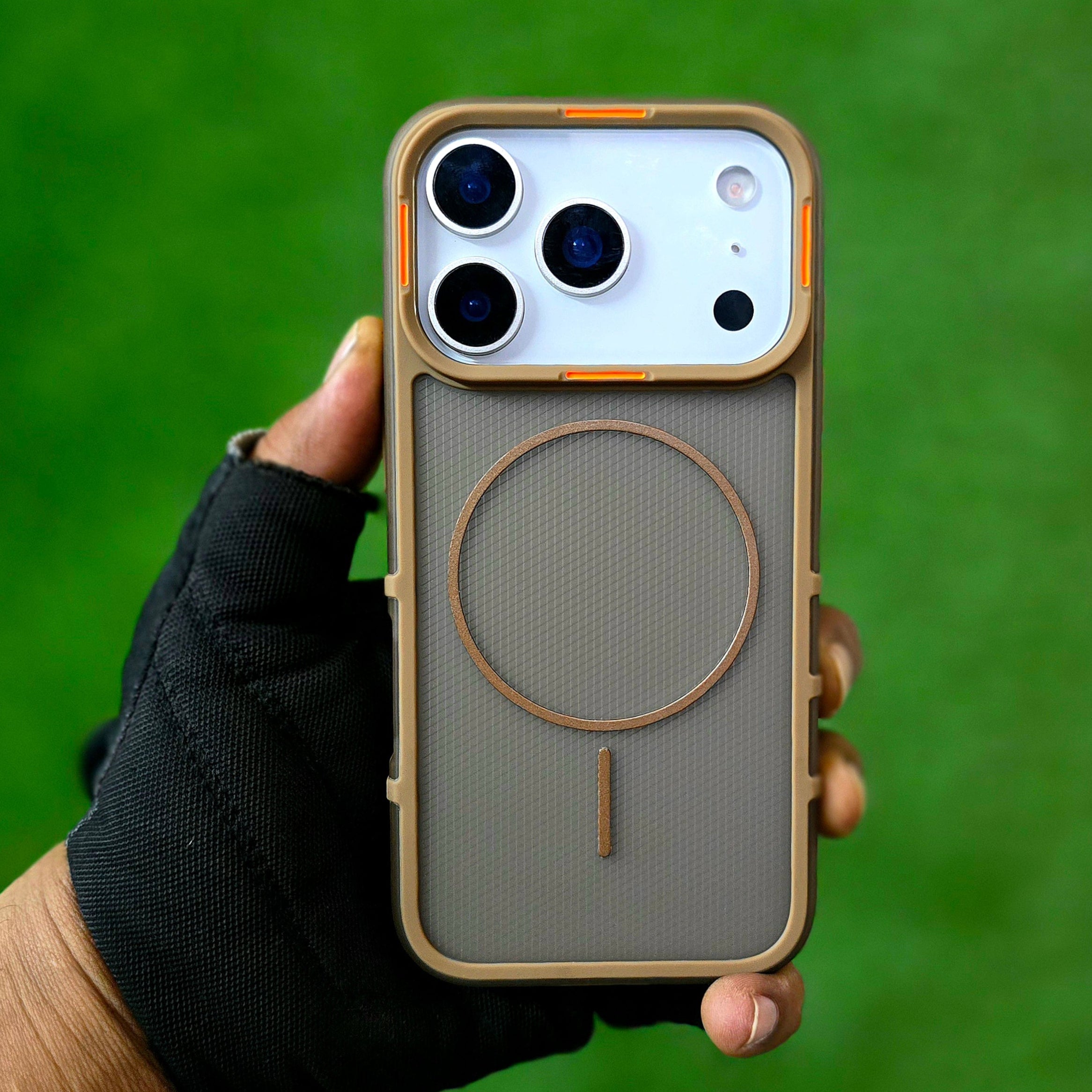 iPhone 17 Pro Hybrid Semi-Transparent Anti-Drop Back Cover with Magsafe - Desert Titanium